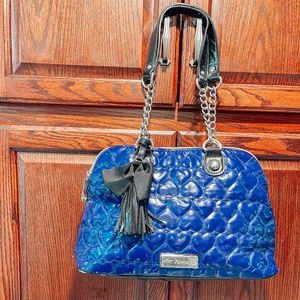 Betsey Johnson Blue Quilted Hearts Handbag